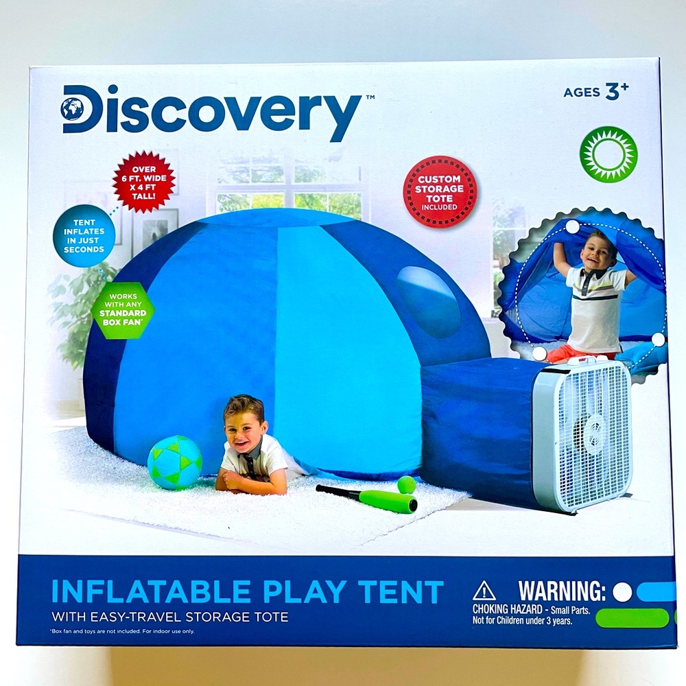 Discovery Blue Inflatable Play Tent for Kids, NEW IN BOX, GREAT GIFT! Fun!